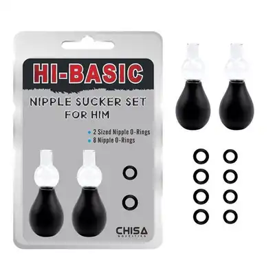 Hi-Basic - Nipple Sucker Set For Him. Przyssawki na sutki dedykowane mężczyznom. 