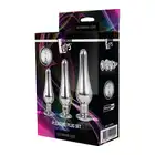 Dream Toys - Gleaming Love Pleasure Set Silver. Srebrny, smukły zestaw treningowy plugów analnych z kryształkami.