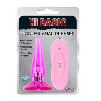 Chisa - Hi-Basic Nicoles Anal Pleaser Pink - wtyczka analna z opcja wibracji. Zdalnie sterowany pilot w zestawie 