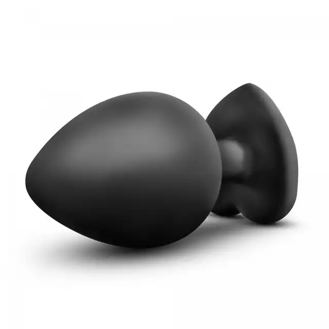 Temptasia - Bling Plug Large Black. Duży silikonowy plug ze srebrnym kryształkiem w podstawie. Zabłyśnij przed partnerem