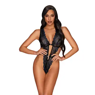 Obsessive -Belisis body czarne S/M. Czarujące koronkowe połyskujące body 