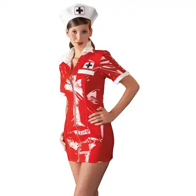 Black Level - Nurse Dress L - seksowne, winylowe przebranie pielęgniarki. Otocz Go opieką!