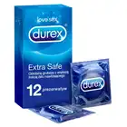 Durex - Extra Safe 12szt. Grubsze, dodatkowo nawilżane prezerwatywy. Niezawodna ochrona i pełen komfort