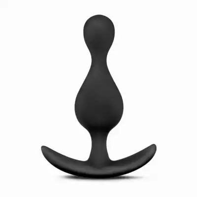 Anal Adventures - Wave Plug Black. Falisty plug analny z silikonu utwardzanego platyną 11,4 cm długości. 