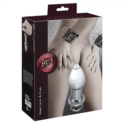 Fetish Collection - Cuffs&amp;Plug.  Plug analny z kajdankami i łańcuchami zapinanymi na kłódki! Rozkosz innowacyjnego zniewolenia!