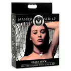 Master Series - Heart Lock Collar. Czerwona obroża z kłódką w kształcie serca. Wegańska skóra 