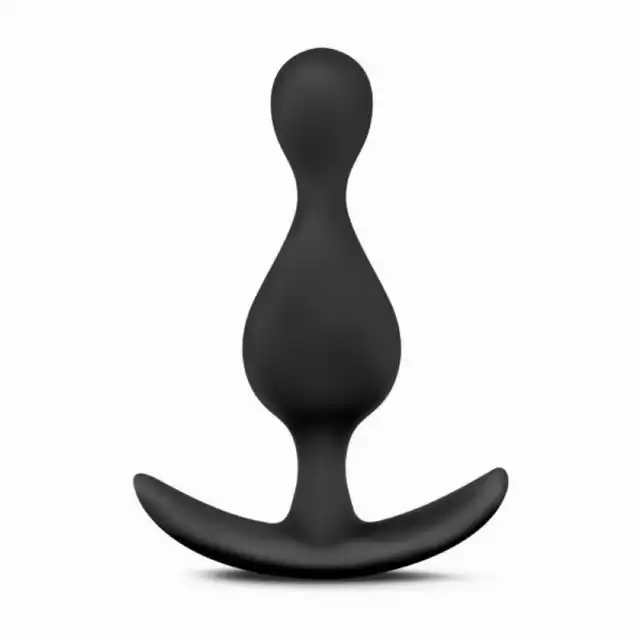 Anal Adventures - Wave Plug Black. Falisty plug analny z silikonu utwardzanego platyną 11,4 cm długości. 
