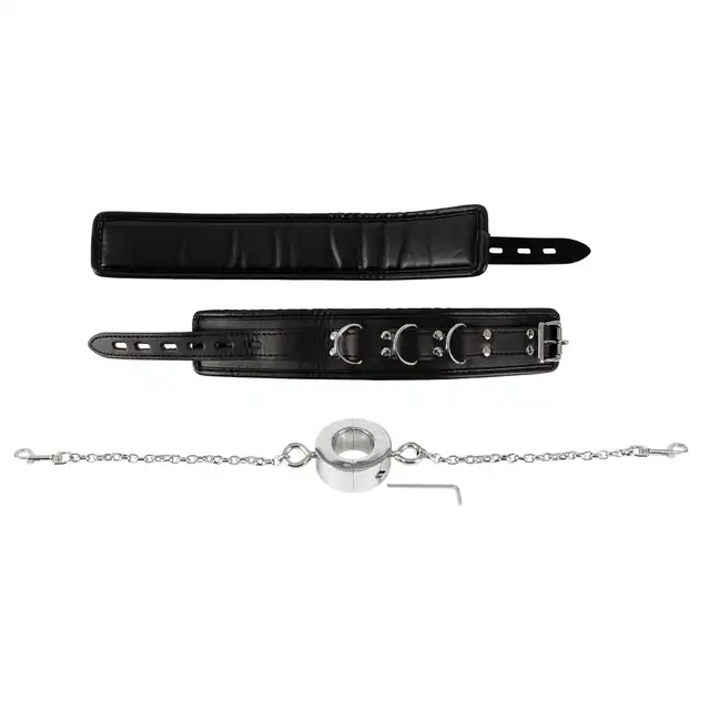 Fetish Collection - Handcuffs &amp; Cock Ring. Kajdanki z ringiem na penisa, zamykane specjalnym kluczem. Nowy wymiar zniewolenia 