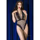 Chilirose - Leopard Body M - zmysłowe body z koronką w odważny wzór