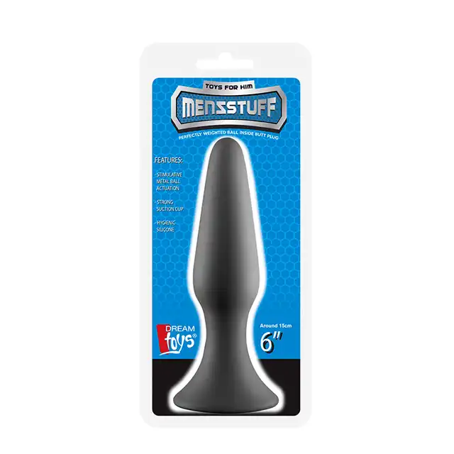 DreamToys - MenzStuff Metal Ball Plug Grey. Silikonowy plug analny z metalową kulką wewnątrz, dla intensyfikacji analnych doznań poprzez drżenie
