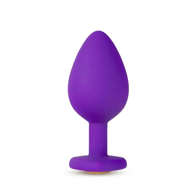 Temptasia - Bling Plug Medium Purple. Średniej wielkości silikonowy plug ze złotym kryształkiem w podstawie. Zabłyśnij przed partnerem