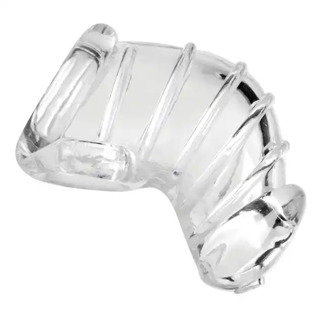 Master Series - Detained Soft Chastity Cage. Klatka na penisa ze specjalnym otworem na końcu, by nic nie ograniczało Twoich wytrysków