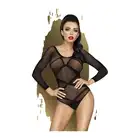 Penthouse - High On Love Black S-L - bodystocking z długim rękawem i eleganckimi przeszyciami 