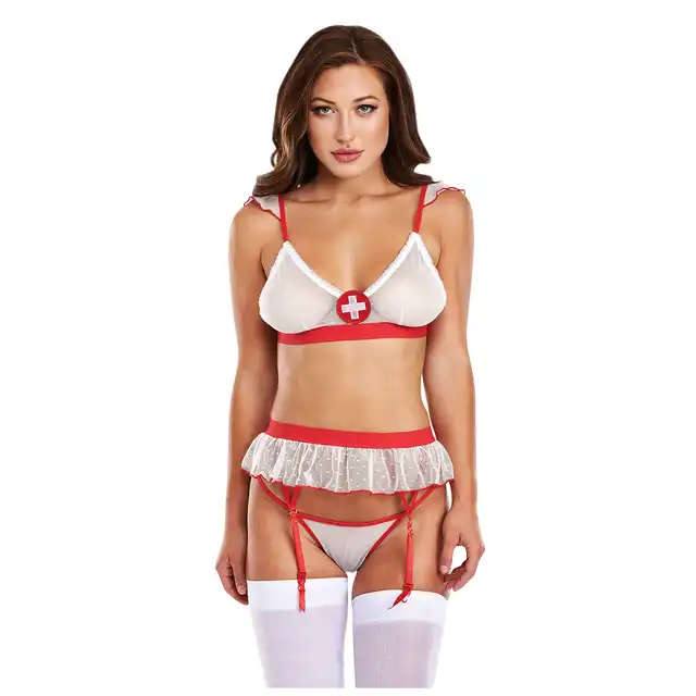 Baci - Always On Call Nurse 3PC Set - trzyczęściowy zestaw niegrzecznej i seksownej pielęgniarki