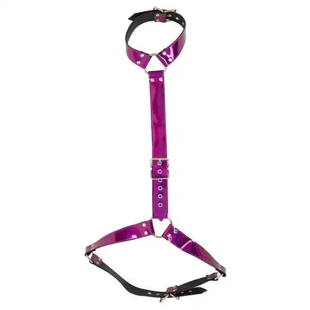 Bad Kitty - Harness Pink S-L. Seksowna i odważna błyszcząca uprząż w kolorze fuksji. 
