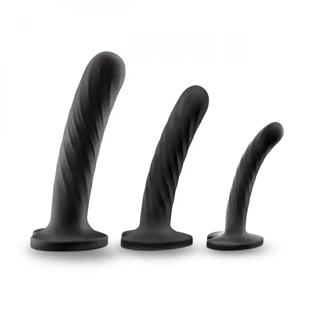 Temptasia - Twist Kit. Zestaw trzech dild o spiralnej strukturze z podstawą w kształcie serca. Stymulujący zestaw treningowy