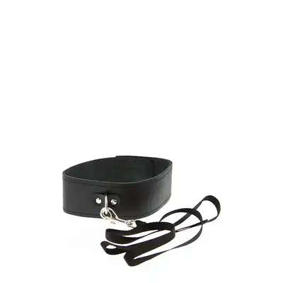 Guilty Pleasure BDSM - Collar And Leash. Zestaw do zniewalania. Obroża z dopinaną smyczą. Prosty, elegancki design