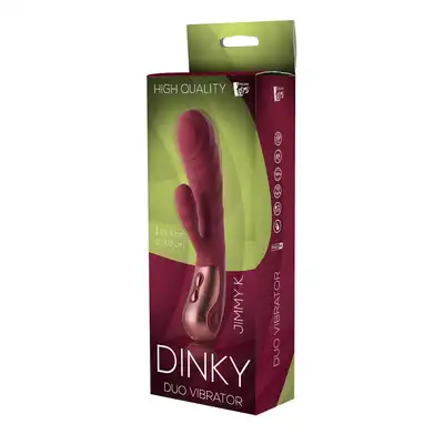 Dinky - Duo Vibrator Jimmy K. Podwójny wibrator ze stymulującymi żłobieniami. Podwójna stymulacja - łechtaczka i punkt G.