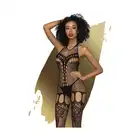 Penthouse - Fancy Me Black S-L - unikatowy bodystocking z fantazyjnymi przeszyciami 