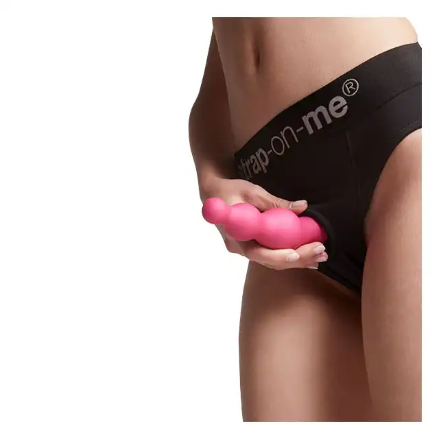 Strap-On-Me - Dildo Plug Beads S Pink - luksusowe dildo z trzema koralikami o różnym rozmiarze