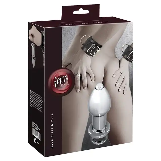 Fetish Collection - Cuffs&amp;Plug.  Plug analny z kajdankami i łańcuchami zapinanymi na kłódki! Rozkosz innowacyjnego zniewolenia!