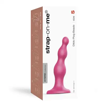 Strap-On-Me - Dildo Plug Beads S Pink - luksusowe dildo z trzema koralikami o różnym rozmiarze