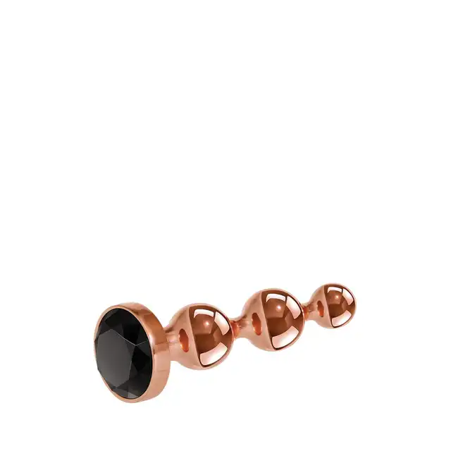 Gender X - Gold Digger S. Mały, elegancki i stylowy. Metalowa wtyczka analna w kolorze rose gold z czarnym klejnotem w podstawie. 