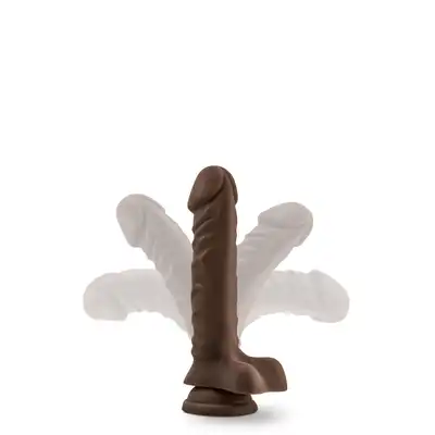 DR. SKIN PLUS 9 INCH POSABLE DILDO WITH BALLS CHOCOLATE