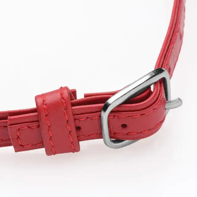 Master Series - Heart Lock Collar. Czerwona obroża z kłódką w kształcie serca. Wegańska skóra 