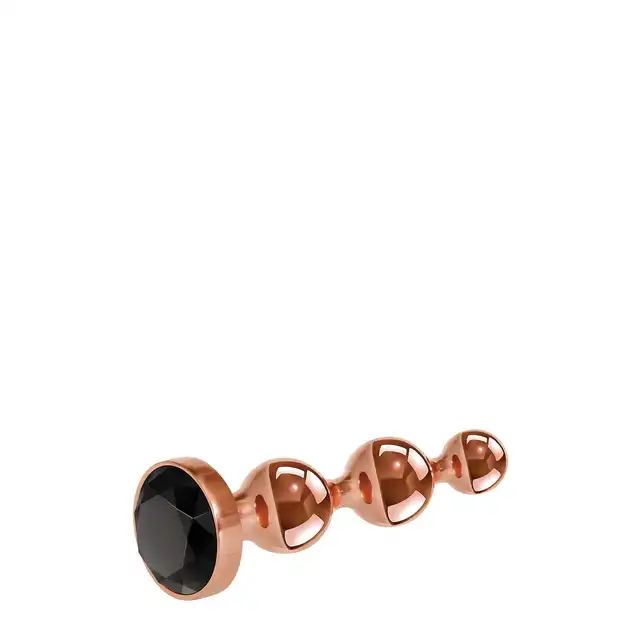 Gender X - Gold Digger L. Duży, elegancki i stylowy. Metalowa wtyczka analna w kolorze rose gold z czarnym klejnotem w podstawie. 