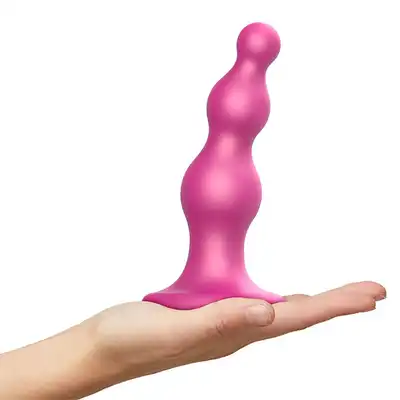 Strap-On-Me - Dildo Plug Beads S Pink - luksusowe dildo z trzema koralikami o różnym rozmiarze