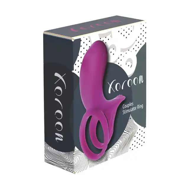 Xocoon - Couples Stimulator Ring USB. Niesamowity wibrujący ring dla par ze stymulatorem wejścia pochwy i łechtaczki 