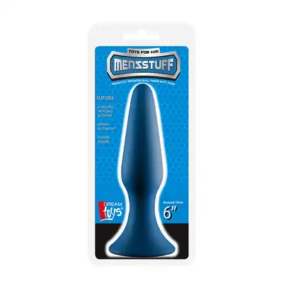 DreamToys - MenzStuff Metal Ball Plug Blue. Silikonowy plug analny z metalową kulką wewnątrz, dla intensyfikacji analnych doznań poprzez drżenie