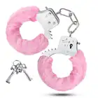 Temptasia - Cuffs Pink.  Niegrzeczne i urocze kajdanki z różowym futerkiem i kluczykami