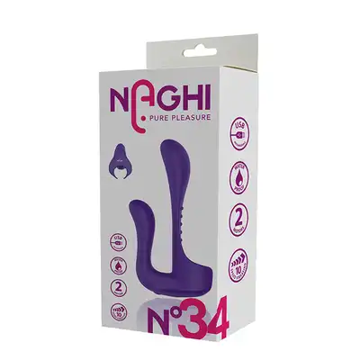 Naghi - NO.34 Couples Vibe. Silikonowy wibrator dla par. Urozmaicenie stosunku o dodatkową stymulację penisa, punktu G i łechtaczki. 