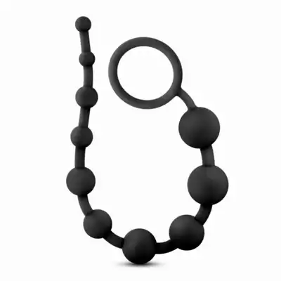 Anal Adventures - 10 Anal Beads Platinum. 10 koralików analnych z uchwytem. Silikon utwardzany platyna, hit!