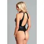BeWicked -Serena Open Wetlook S. Odważne winylowe body z otwartym biustem i kroczem. Drapieżna zmysłowość