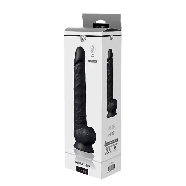 REAL LOVE DUAL DENSITY XXL DILDO 15INCH Black