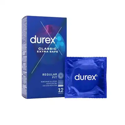 Durex - Extra Safe 12szt. Grubsze, dodatkowo nawilżane prezerwatywy. Niezawodna ochrona i pełen komfort