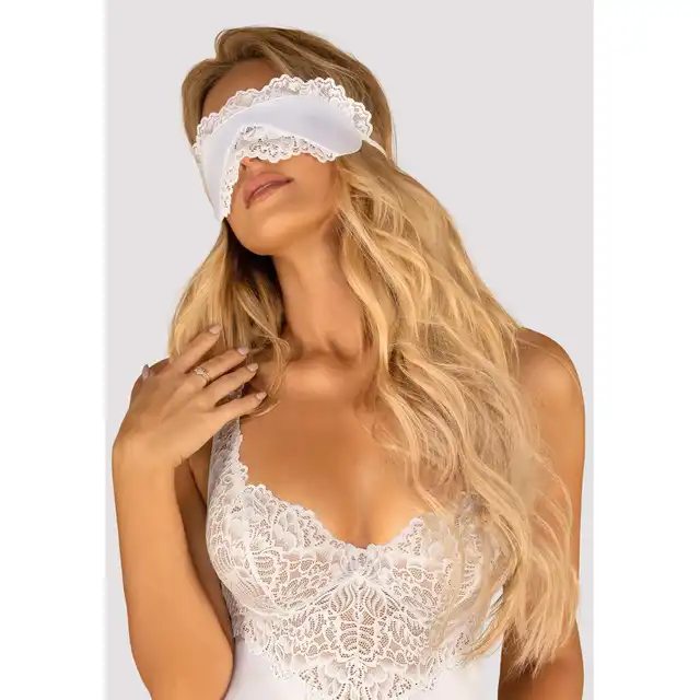 Obsessive - Amor Blanco maska na oczy biała O/S. Pełnia tajemniczości z elegancką koronką 