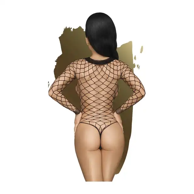 Penthouse - Scandalous Black S-L - uwodzicielskie body wykonane z grubej siateczki