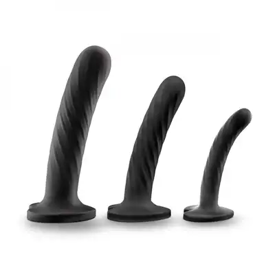 Temptasia - Twist Kit. Zestaw trzech dild o spiralnej strukturze z podstawą w kształcie serca. Stymulujący zestaw treningowy