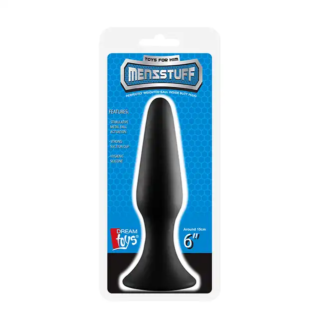 DreamToys - MenzStuff Metal Ball Plug Black. Silikonowy plug analny z metalową kulką wewnątrz, dla intensyfikacji analnych doznań poprzez drżenie