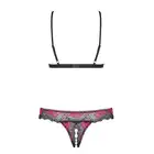 Obsessive - Tulia Set L/XL. Odważny otwarty komplet w kolorach czerni i winnej czerwieni. Wyjątkowo gorący zestaw dla odważnych!