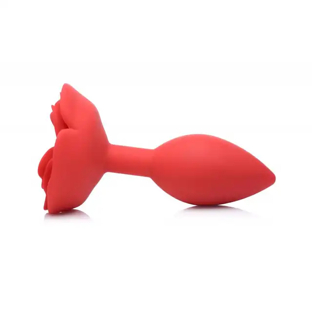 Master Series - Booty Bloom Plug Large. Silikonowy plug analny 12,7 cm z elegancką czerwoną różą