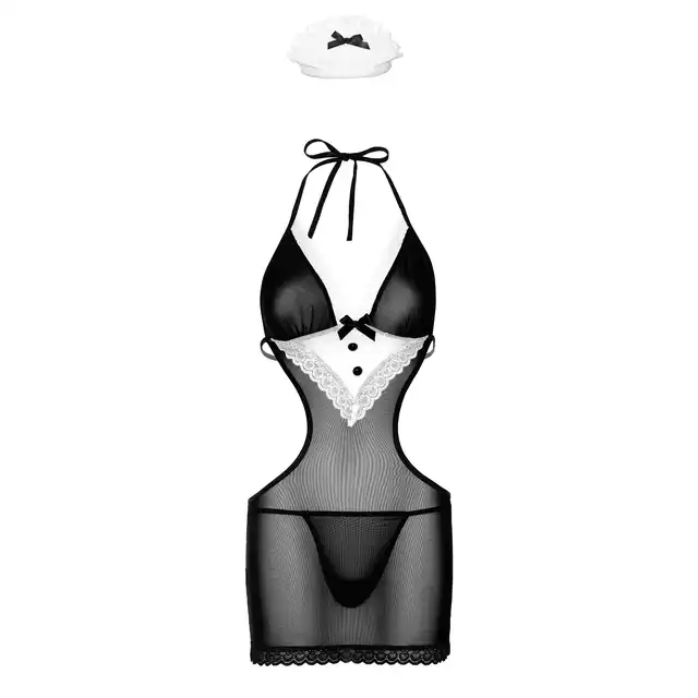 Daring - French Maid Roleplay Set S/M. Kostium francuskiej pokojówki z kuszącymi wycięciami na biodrach