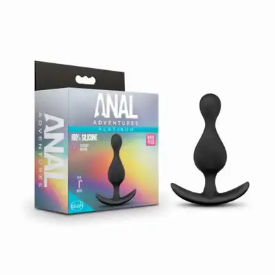 Anal Adventures - Wave Plug Black. Falisty plug analny z silikonu utwardzanego platyną 11,4 cm długości. 