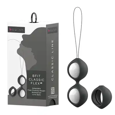 B Swish - BFit Classic Flex Black 38g. Czarne kulki gejszy z ruchomymi kulkami wewnątrz. Trening mięśni kegla połączony z przyjemnością przy każdym ruchu.