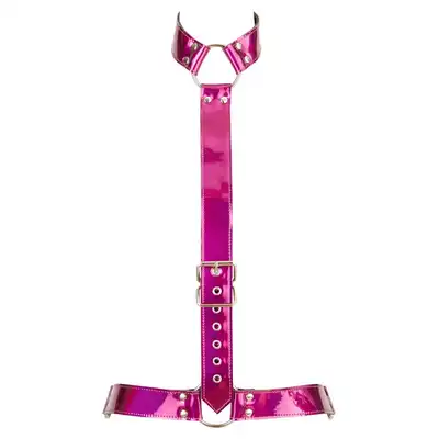 Bad Kitty - Harness Pink S-L. Seksowna i odważna błyszcząca uprząż w kolorze fuksji. 