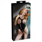 Black Level - Vinyl Body L - apetyczne body z odkrytym krokiem i biustem. Czarny winyl 